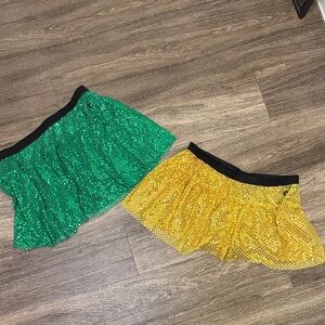 SPARKLE ATHLETIC RUNNING SKIRTS- Green and Yellow/Gold Sequin Skirts